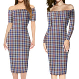 Clan Boswell Tartan Off Shoulder Lady Dress VD1130