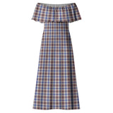 Clan Boswell Tartan Off Shoulder Long Dress VL70