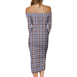 Clan Boswell Tartan Off Shoulder Lady Dress VD1130