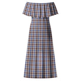 Clan Boswell Tartan Off Shoulder Long Dress VL70