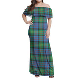 Clan Bowie Ancient Tartan Off Shoulder Long Dress VL71