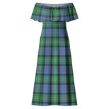 Clan Bowie Ancient Tartan Off Shoulder Long Dress VL71