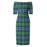 Clan Bowie Ancient Tartan Off Shoulder Lady Dress VD1129