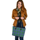 Clan Bowie Ancient Tartan Leather Tote Bag MT1140