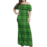 Clan Boyle Tartan Off Shoulder Long Dress VL73