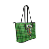 Clan Boyle Crest Tartan Leather Tote Bag MT2129