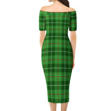 Clan Boyle Tartan Off Shoulder Lady Dress VD1127