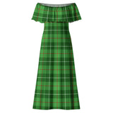 Clan Boyle Tartan Off Shoulder Long Dress VL73