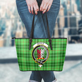 Clan Boyle Crest Tartan Leather Tote Bag MT2129