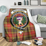 Clan Buchanan Old Set Weathered Crest Tartan Blanket UC85