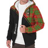 Clan Burnett Ancient Crest Tartan Sherpa Hoodie Curve Style CE894