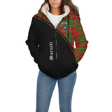 Clan Burnett Ancient Crest Tartan Sherpa Hoodie Curve Style CE894