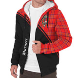 Clan Burnett Modern Crest Tartan Sherpa Hoodie Curve Style CE893