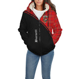 Clan Burnett Modern Crest Tartan Sherpa Hoodie Curve Style CE893