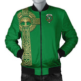 Clan Burns Tartan Bomber Jacket Golden Celtic Tree Of Life Style ZC42