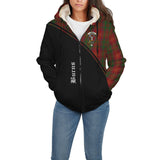 Clan Burns Crest Tartan Sherpa Hoodie Curve Style CE896