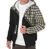 Clan Burns Check Crest Tartan Sherpa Hoodie Curve Style CE895