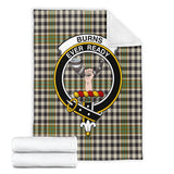 Clan Burns Check Crest Tartan Blanket UC89