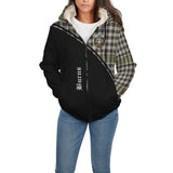 Clan Burns Check Crest Tartan Sherpa Hoodie Curve Style CE895