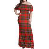 Clan Butter Tartan Off Shoulder Long Dress VL102