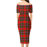 Clan Butter Tartan Off Shoulder Lady Dress VD1100