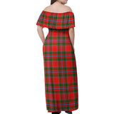 Clan Butter Tartan Off Shoulder Long Dress VL102