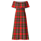 Clan Butter Tartan Off Shoulder Long Dress VL102