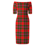 Clan Butter Tartan Off Shoulder Lady Dress VD1100