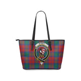 Clan Byres (Byses) Crest Tartan Leather Tote Bag MT2102