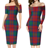 Clan Byres (Byses) Tartan Off Shoulder Lady Dress VD1099