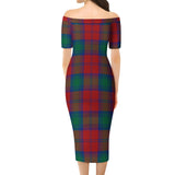 Clan Byres (Byses) Tartan Off Shoulder Lady Dress VD1099