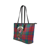 Clan Byres (Byses) Crest Tartan Leather Tote Bag MT2102