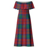 Clan Byres (Byses) Tartan Off Shoulder Long Dress VL103