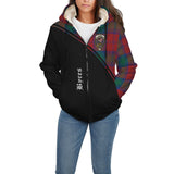 Clan Byres (Byses) Crest Tartan Sherpa Hoodie Curve Style CE891