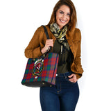 Clan Byres (Byses) Crest Tartan Leather Tote Bag MT2102