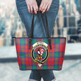 Clan Byres (Byses) Crest Tartan Leather Tote Bag MT2102