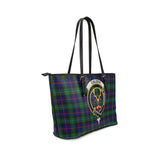 Clan Calder Modern Crest Tartan Leather Tote Bag MT2100