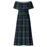 Clan Calder Modern Tartan Off Shoulder Long Dress VL105