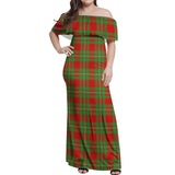 Clan Callander Modern Tartan Off Shoulder Long Dress VL106