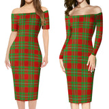 Clan Callander Modern Tartan Off Shoulder Lady Dress VD1096