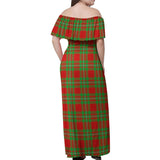 Clan Callander Modern Tartan Off Shoulder Long Dress VL106