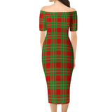 Clan Callander Modern Tartan Off Shoulder Lady Dress VD1096