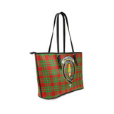 Clan Callander Modern Crest Tartan Leather Tote Bag MT2099