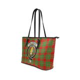 Clan Callander Modern Crest Tartan Leather Tote Bag MT2099