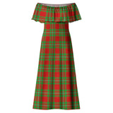 Clan Callander Modern Tartan Off Shoulder Long Dress VL106