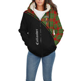 Clan Callander Modern Crest Tartan Sherpa Hoodie Curve Style CE888