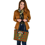 Clan Callander Modern Crest Tartan Leather Tote Bag MT2099