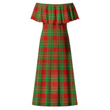 Clan Callander Modern Tartan Off Shoulder Long Dress VL106