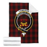 Clan Cameron Black and Red Crest Tartan Blanket UC96