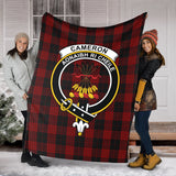 Clan Cameron Black and Red Crest Tartan Blanket UC96